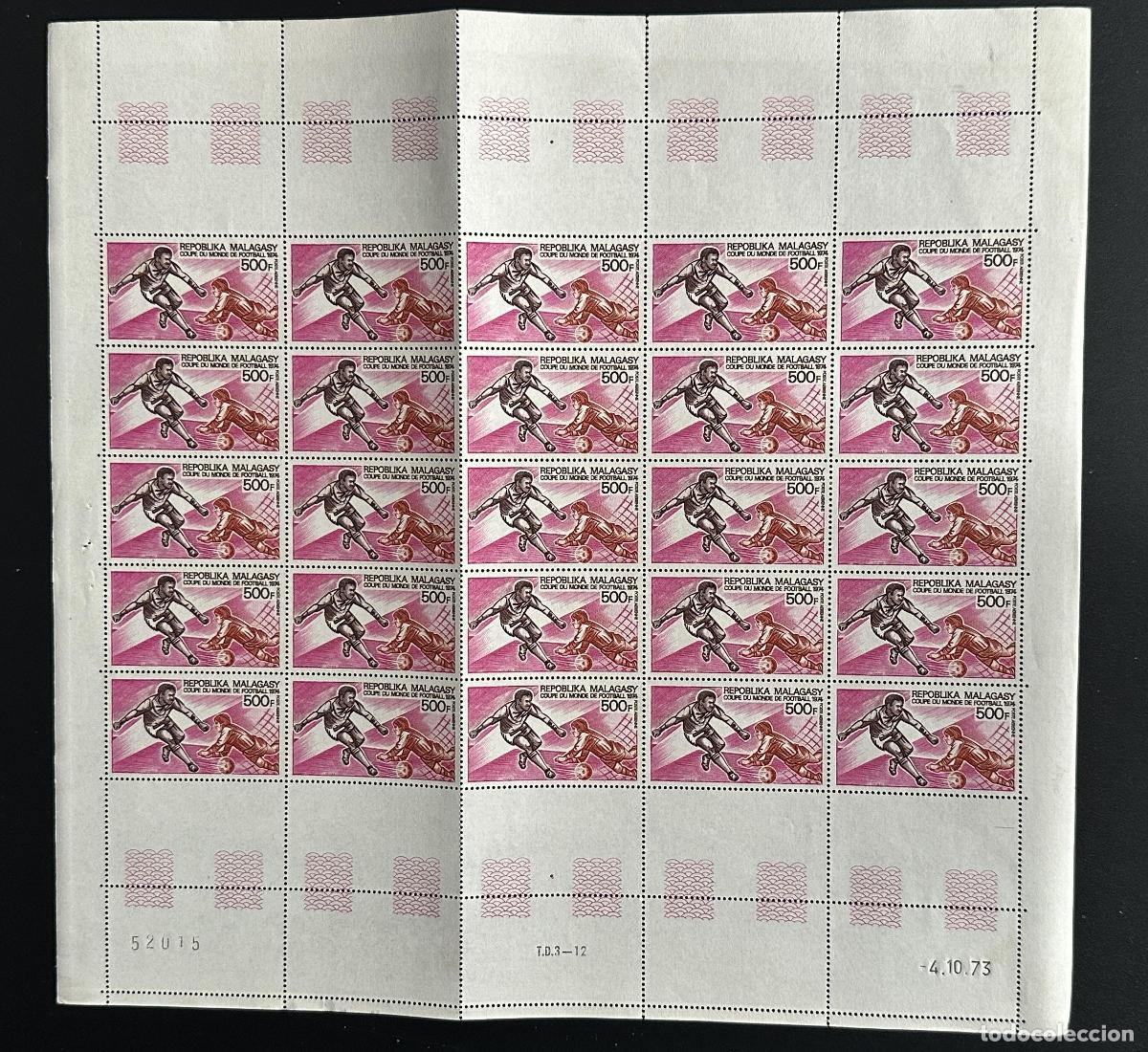 Sellos: Madagascar 1973 Mi. 703 tablones tabla Copa Mundial de F&uacute;tbol 1974 deporte FIFA