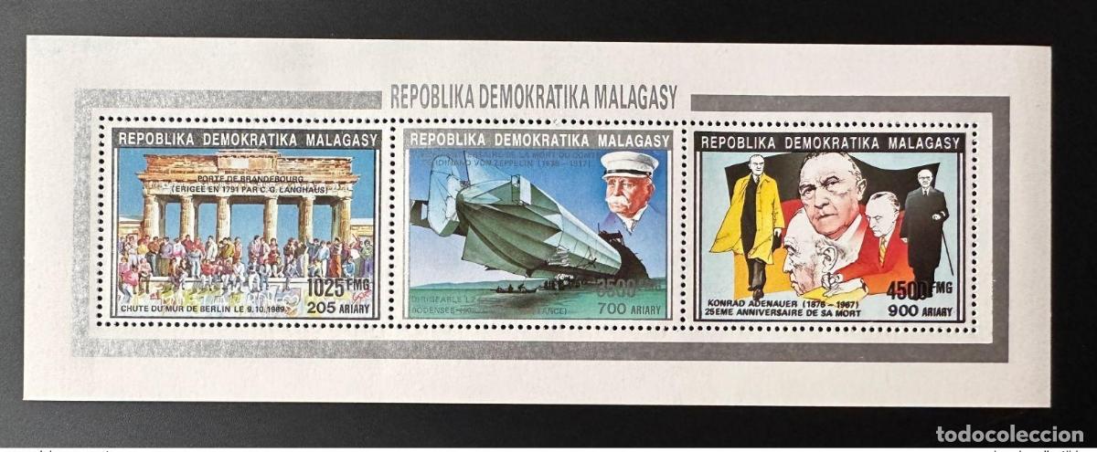 Sellos: Madagascar 1992 Mi. 1391/1397 I Zeppelin Adenauer Brandeburgo