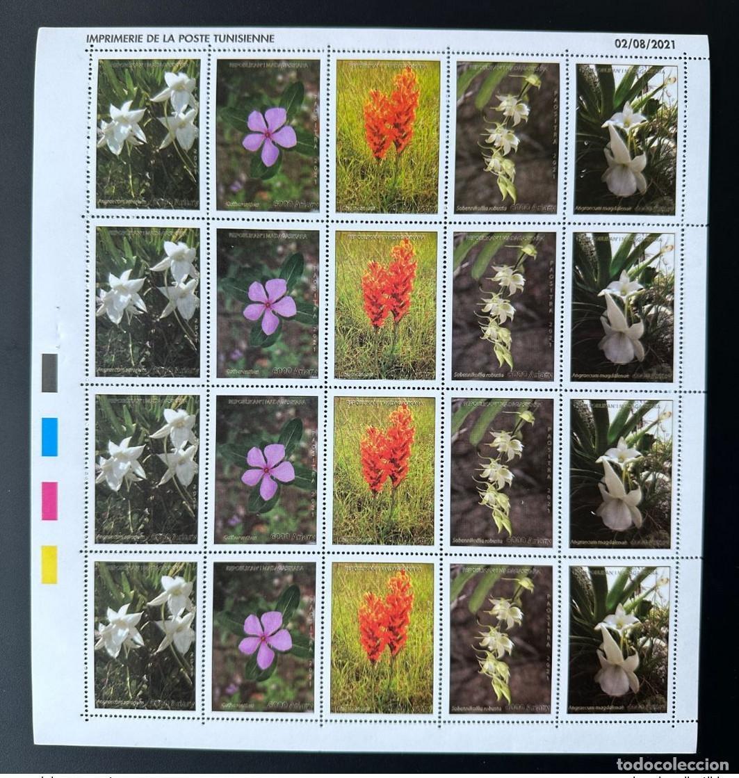Sellos: Madagascar 2021/2022 Mi. 2746 - 2750 L&aacute;mina Flores y flora end&eacute;micas