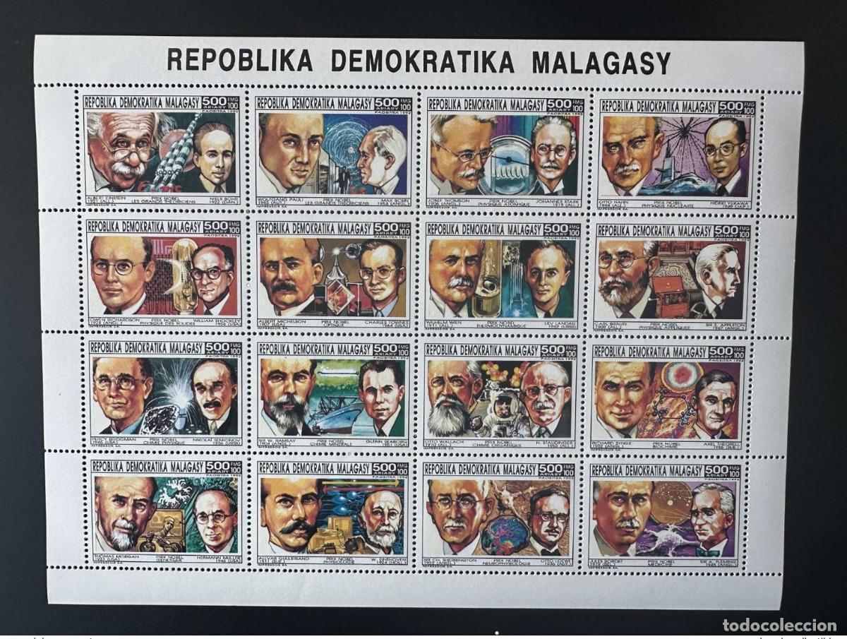 Sellos: Madagascar 1992/1993 Mi. 1430 - 1445 Hoja Kleinbogen Premio Nobel Einstein