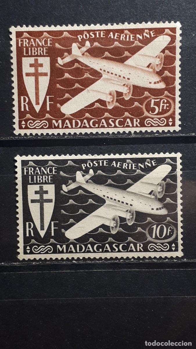 Sellos: MADAGASCAR. A&Ntilde;O 1943. (*)/*. YVERT A&eacute;reo 56/8