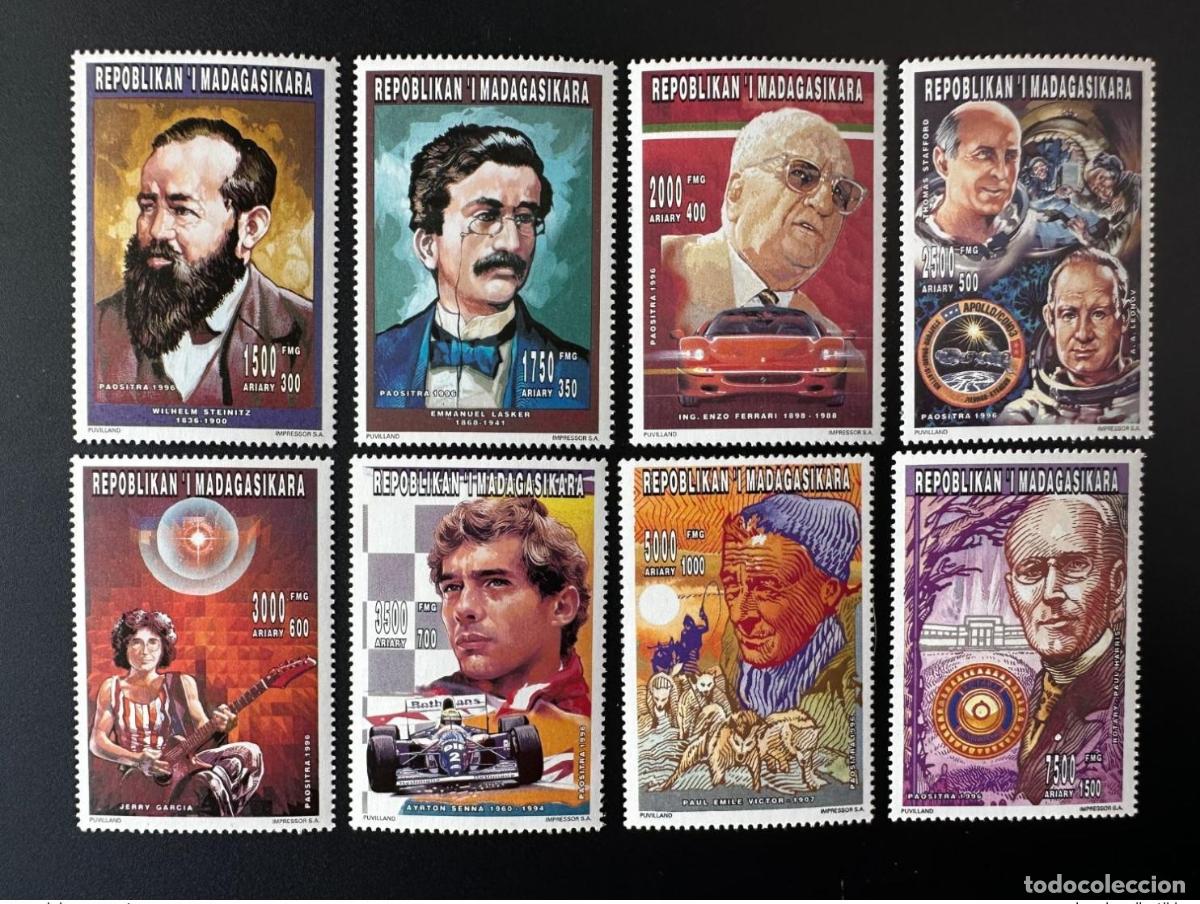 Francobolli: Madagascar 1996 Mi. 1809 - 1816 Fallo del Steinitz Lasker Ferrari Senna Rotary