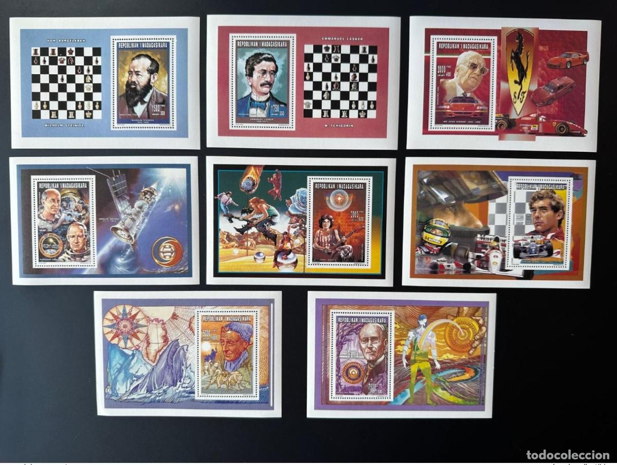 Francobolli: Madagascar 1996 Mi. Bl. E269 - L269 Ajedrez Steinitz Lasker Ferrari Apolo Senna