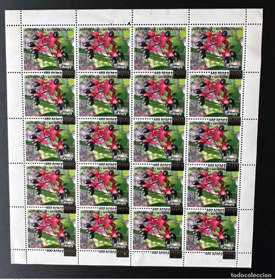 Sellos: Madagascar 2023 VARIEDAD de flores Ouratea flora sobreimpresa