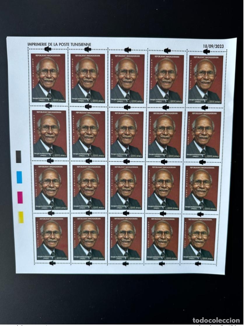 Sellos: Madagascar 2023 Mi.? Planche Georges Andriamanantena llamado periodista de Rado