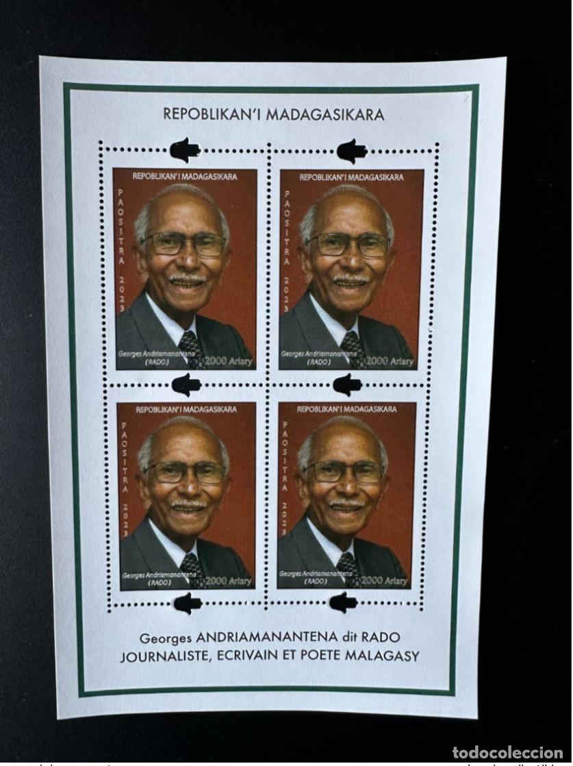 Sellos: Madagascar 2023 Mi. &iquest;Bl.? Souvenir: Georges Andriamanantena tambi&eacute;n conocido como periodista de Rado