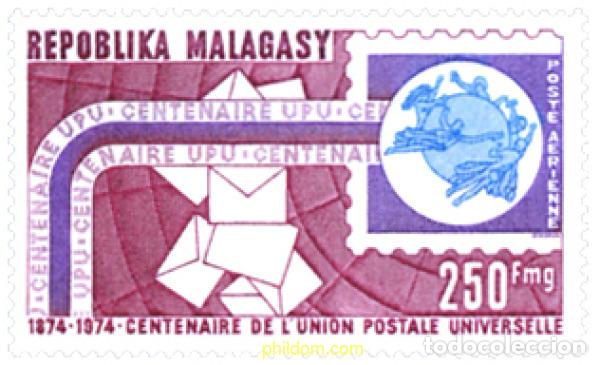 Sellos: 262381 MNH MADAGASCAR 1974 CENTENARIO DE LA U.P.U.