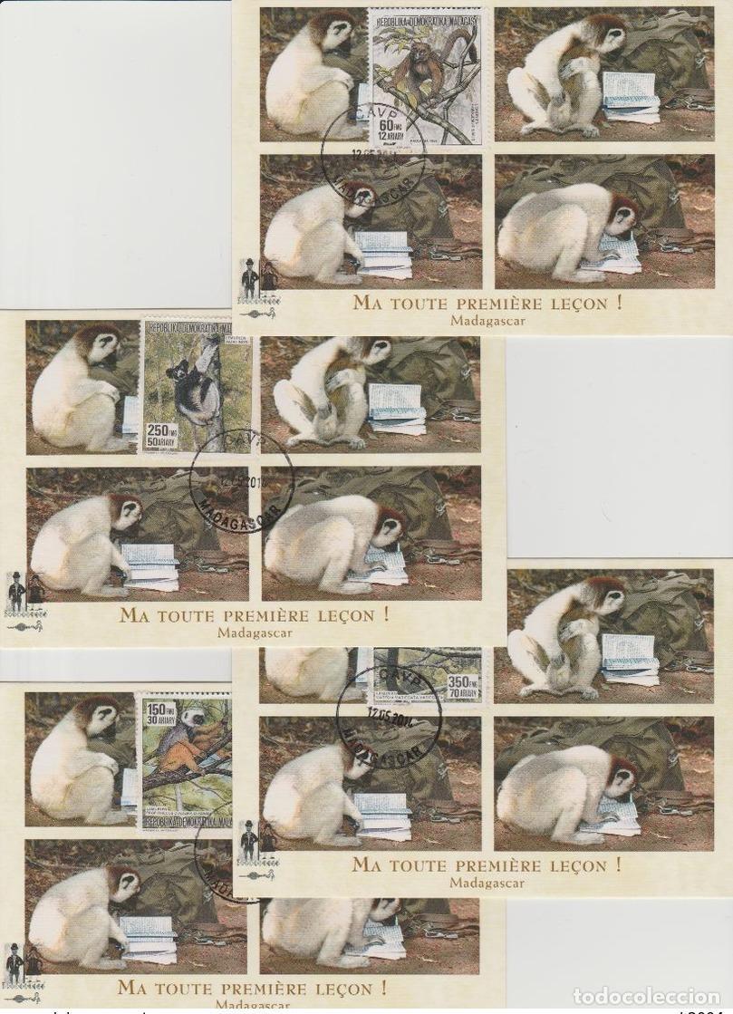 Sellos: Madagascar 1992/2014 Mi. 1412-1415 Mapa m&aacute;ximo de fauna l&eacute;mures 4 diferentes