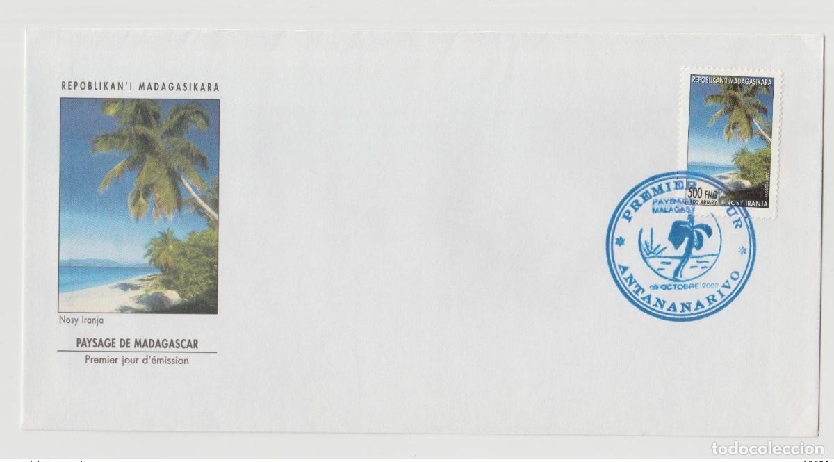 Sellos: Madagascar 2002 FDC Primer d&iacute;a Paisaje Paisaj&iacute;stico Nosy Iranja