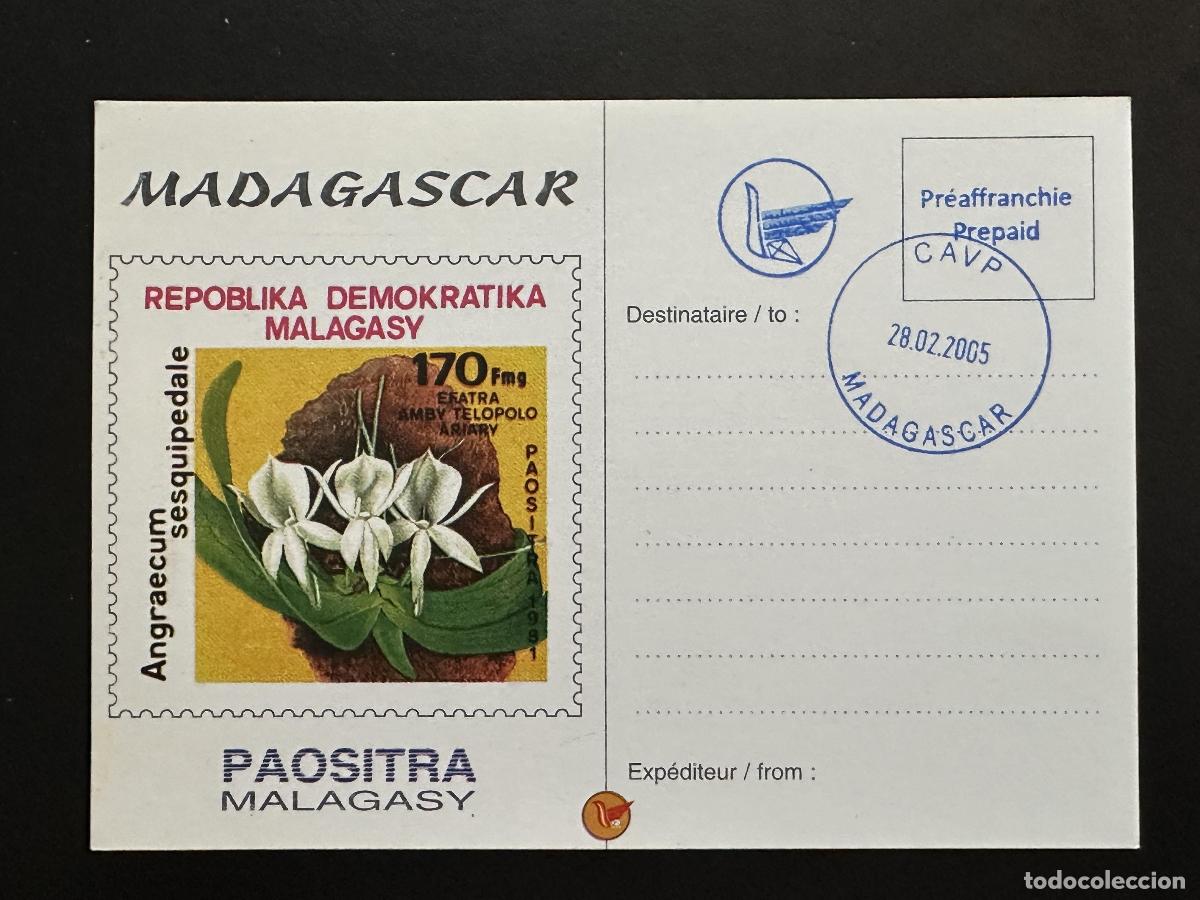 Sellos: &iquest;Madagascar 1981? Mi. 871 recargo local cancelado papeler&iacute;a postal tarjeta Orchid