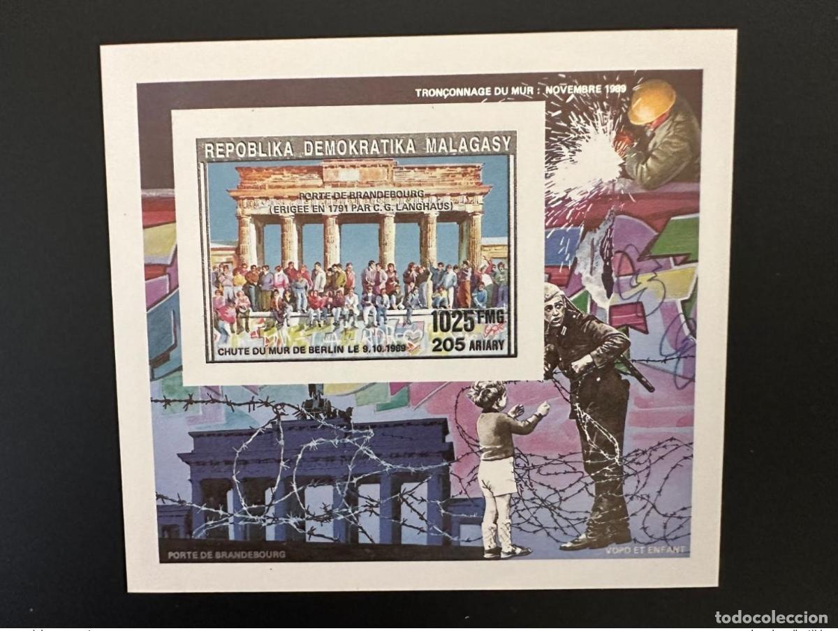 Stamps: Madagascar 1992 Mi. Bl. 1393 I ND IMPERF Chute Mur: recorrido por el Muro de Berl&iacute;n y Brandeburgo