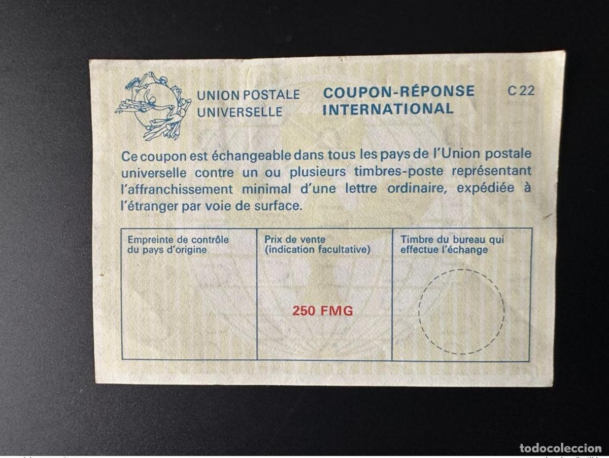 Sellos: CUP&Oacute;N DE RESPUESTA INTERNACIONAL IPU 250 FMG INTERNATIONAL IRC IAS CRI Madagascar