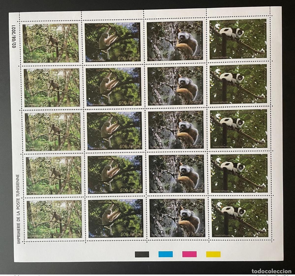 Sellos: Madagascar 2021 Mi. 2718 - 2721 Lemuriens Lemurs fauna propithecus Board