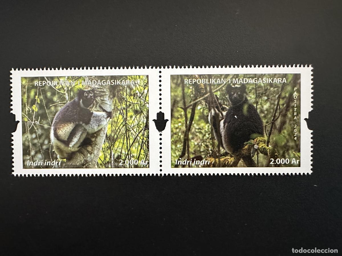 Sellos: Madagascar 2024/2025 Mi.? Indri l&eacute;mures fauna y
