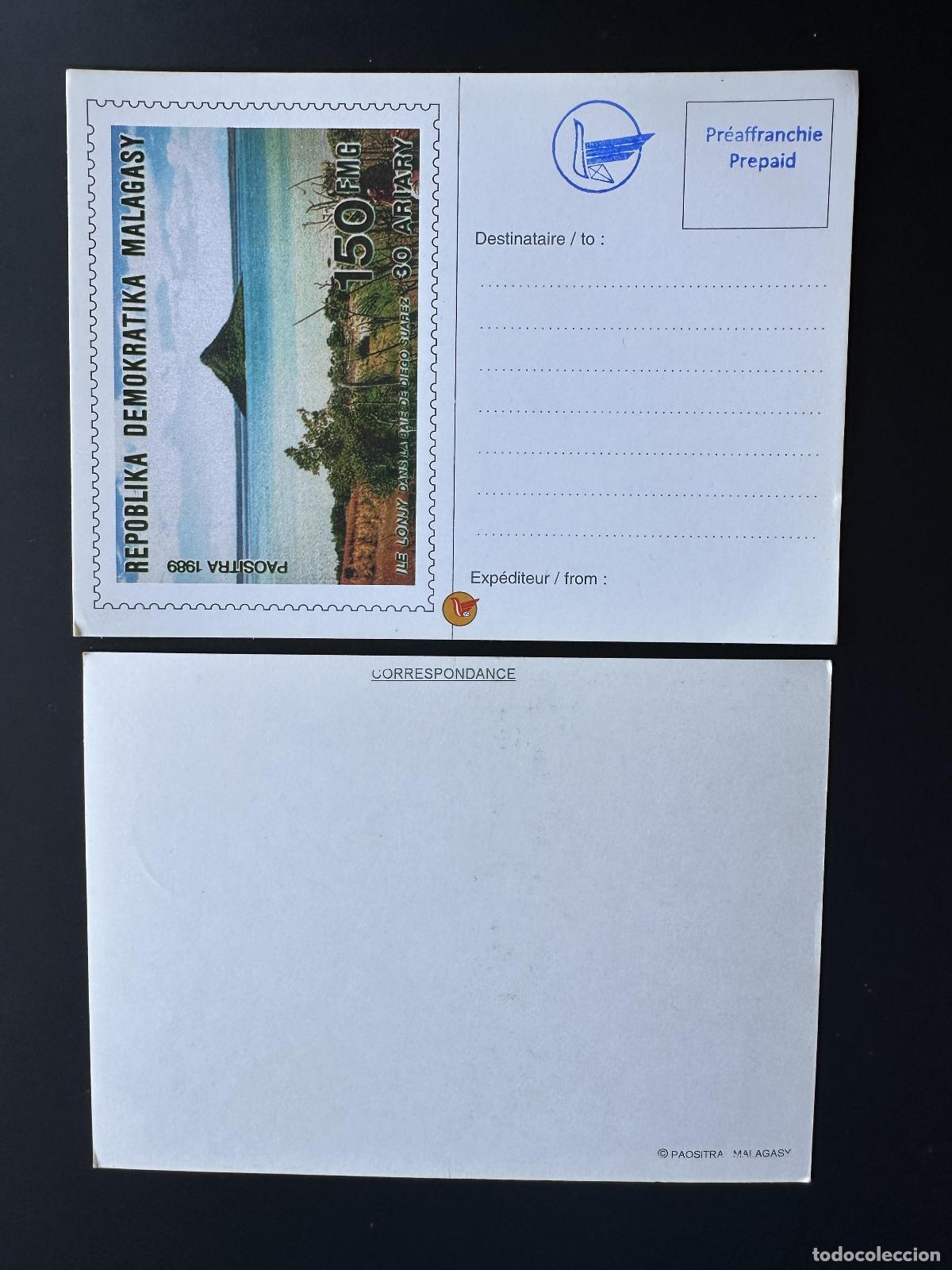 Sellos: &iquest;Madagascar 1990? Mi. 1242 (recargo local) papeler&iacute;a postal isla Lonjy