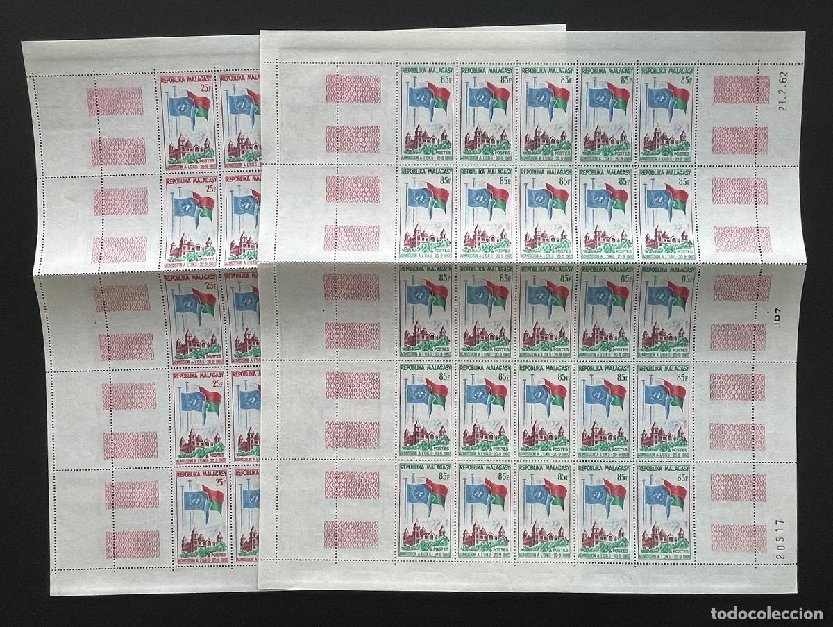 Stamps: Madagascar 1962 YT 362-363 admisi&oacute;n ONU banderas Naciones Unidas