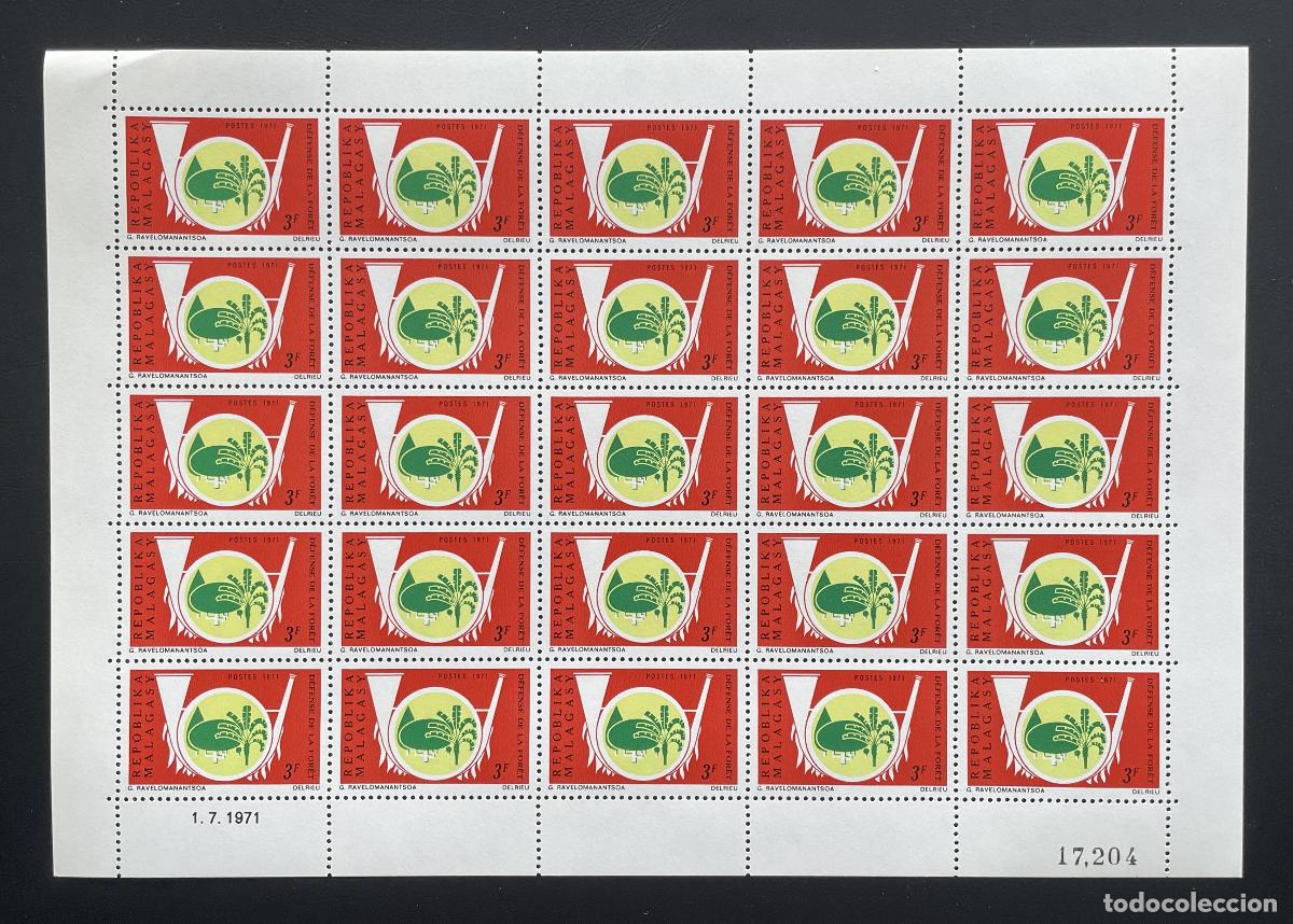Sellos: Madagascar 1971 YT 492 bloque defensa forestal &aacute;rbol protecci&oacute;n naturaleza