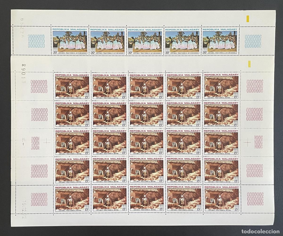 Stamps: Madagascar 1972 YT 513 514 bloque trajes tradicionales Merina