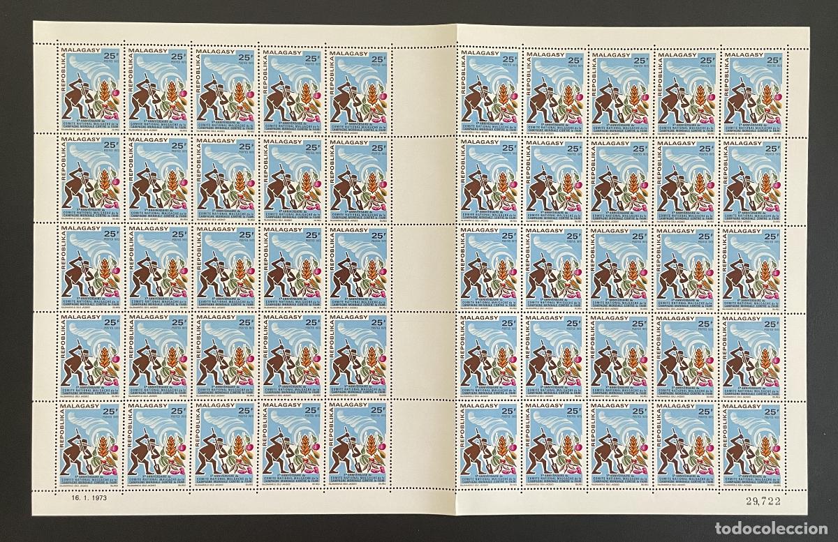 Timbres: Madagascar 1973 YT 515 bloque campa&ntilde;a mundial contra el hambre