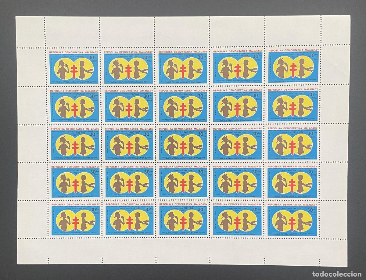 Briefmarken: Madagascar 1982 YT 666 bloque lucha tuberculosis ni&ntilde;os salud Robert Koch