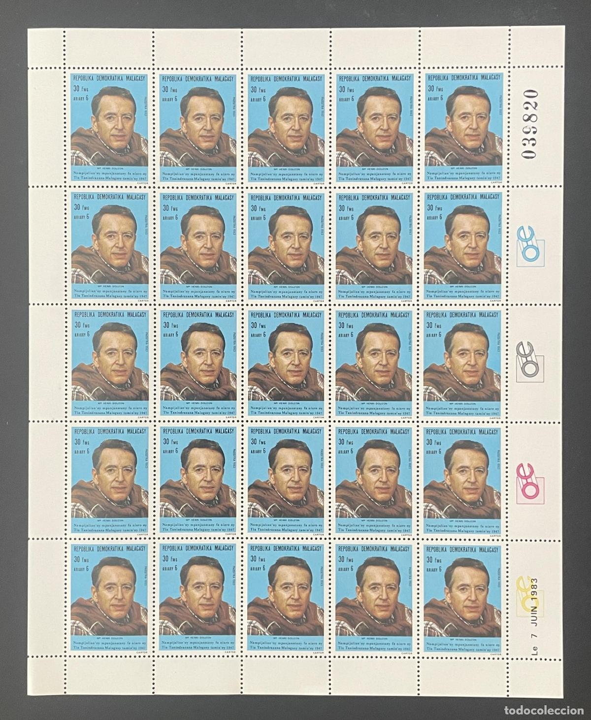Sellos: Madagascar 1983 YT 692 bloque Henri Doucelot personalidad pol&iacute;tica