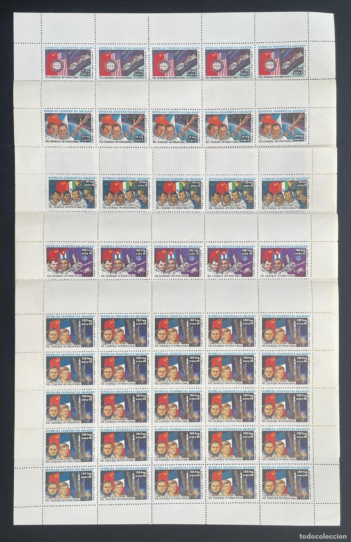 Briefmarken: Madagascar 1985 YT 758-762 bloque vuelo c&oacute;smico internacional espacio