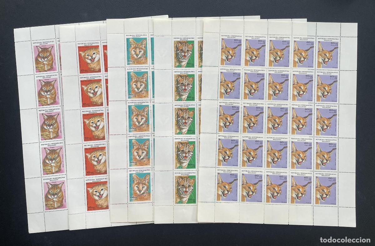 Briefmarken: Madagascar 1986 YT 777-781 bloque f&eacute;linos salvajes serval caracal