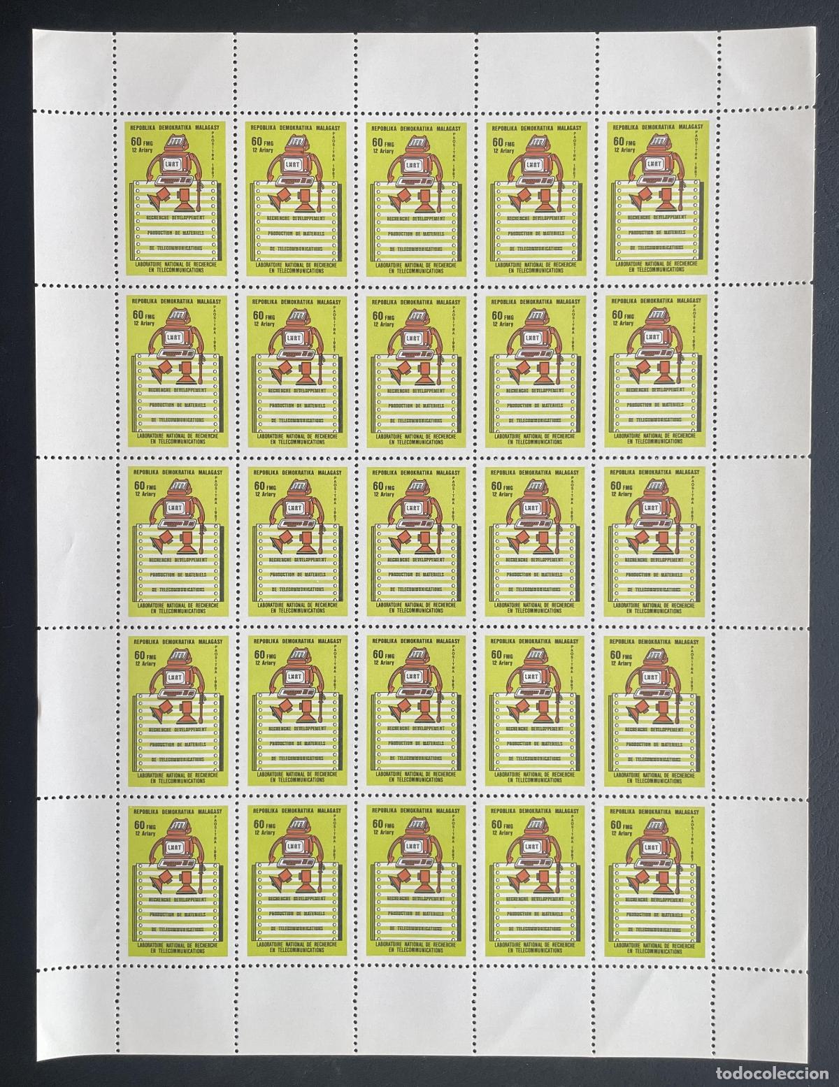 Briefmarken: Madagascar 1987 YT 816 bloque LNRT telecomunicaciones investigaci&oacute;n