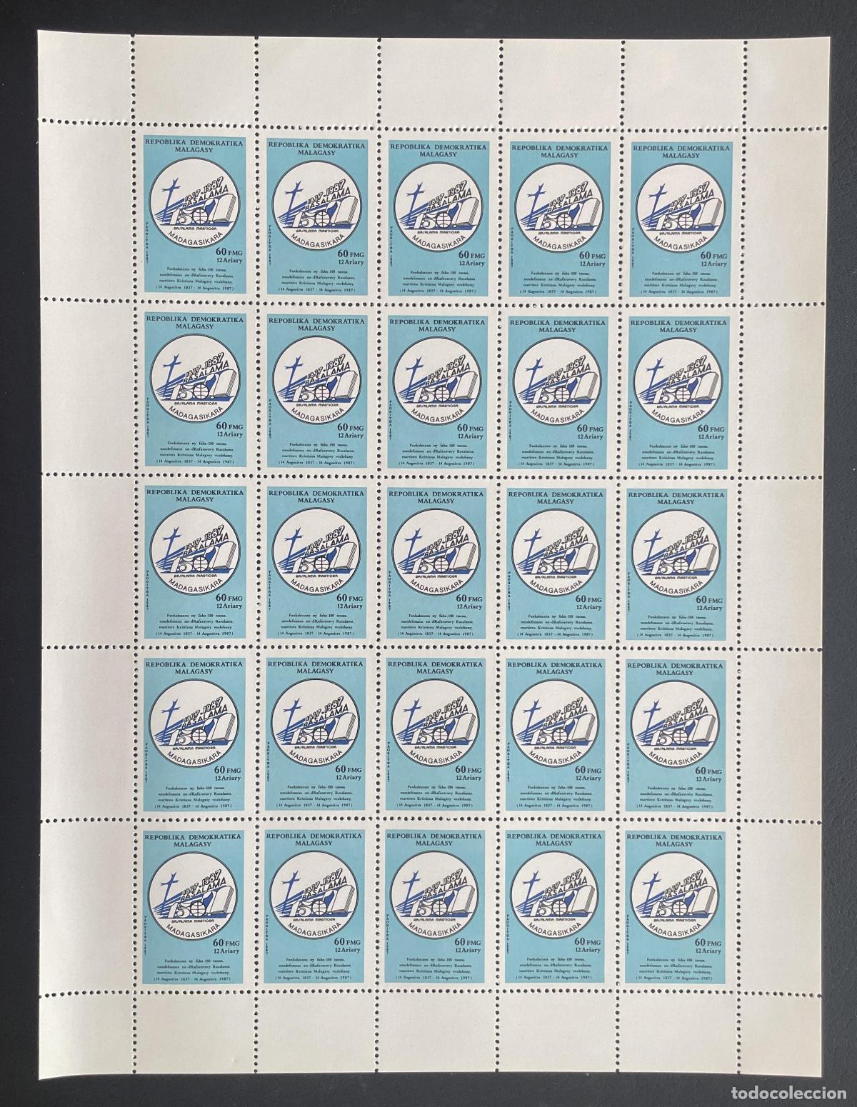 Briefmarken: Madagascar 1987 YT 817 bloque iglesia cristiana malgache 150 a&ntilde;os