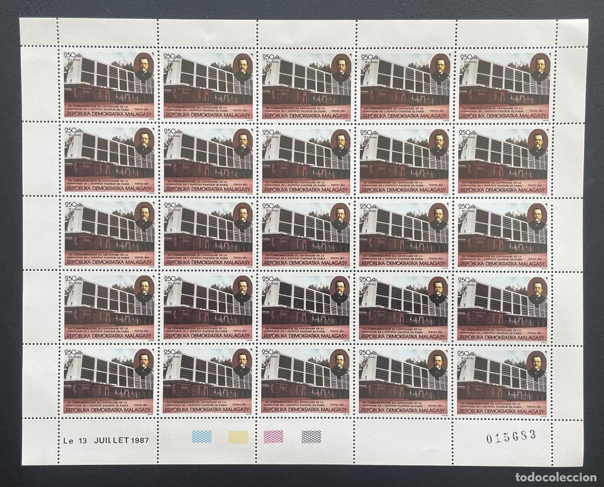 Briefmarken: Madagascar 1987 YT 831 bloque Instituto Louis Pasteur Par&iacute;s centenario