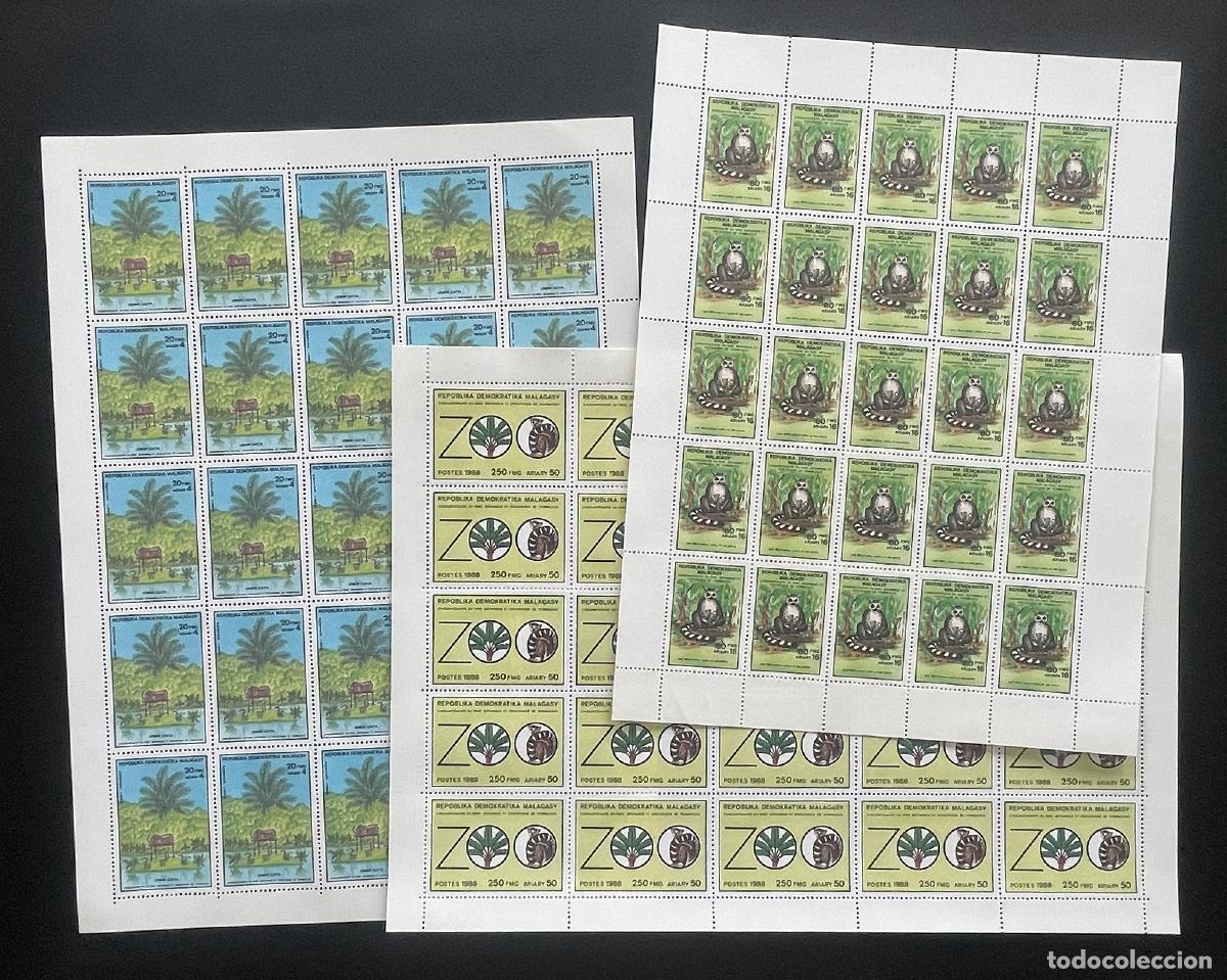 Selos: Madagascar 1988 YT 857-859 bloque Zoo l&eacute;mur fauna palmera