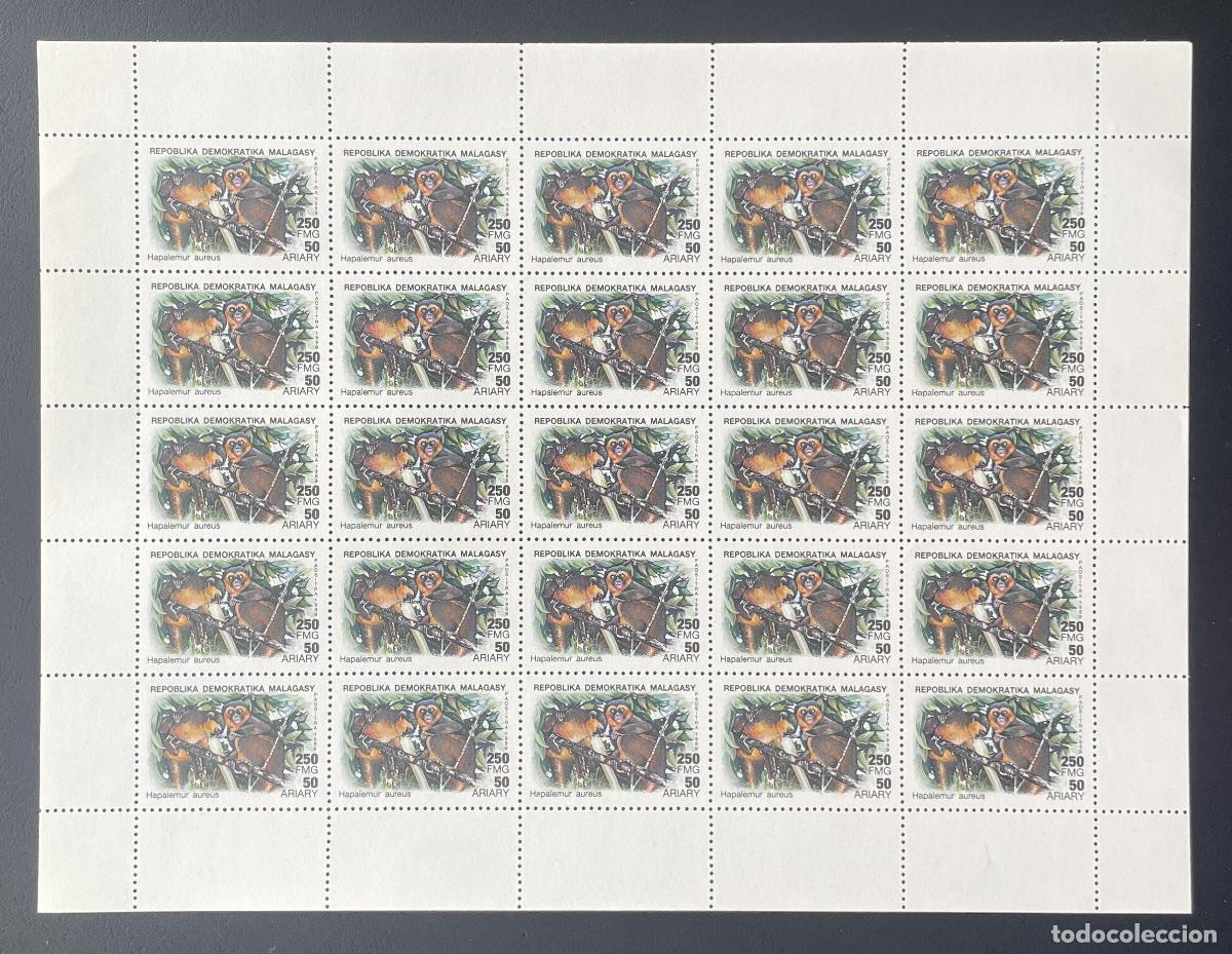 Francobolli: Madagascar 1989 YT 941 bloque Hapalemur aureus l&eacute;mur dorado fauna