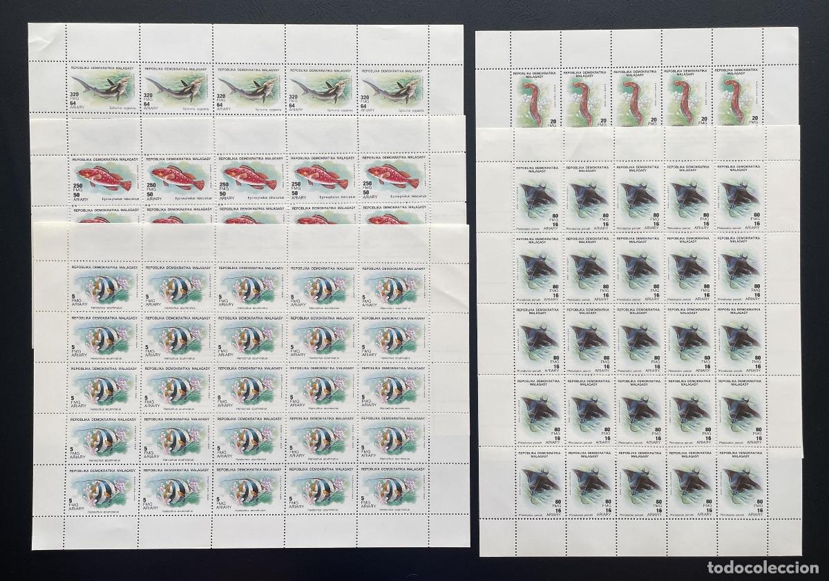 Francobolli: Madagascar 1990 YT 953-957 peces tibur&oacute;n mero fauna marina