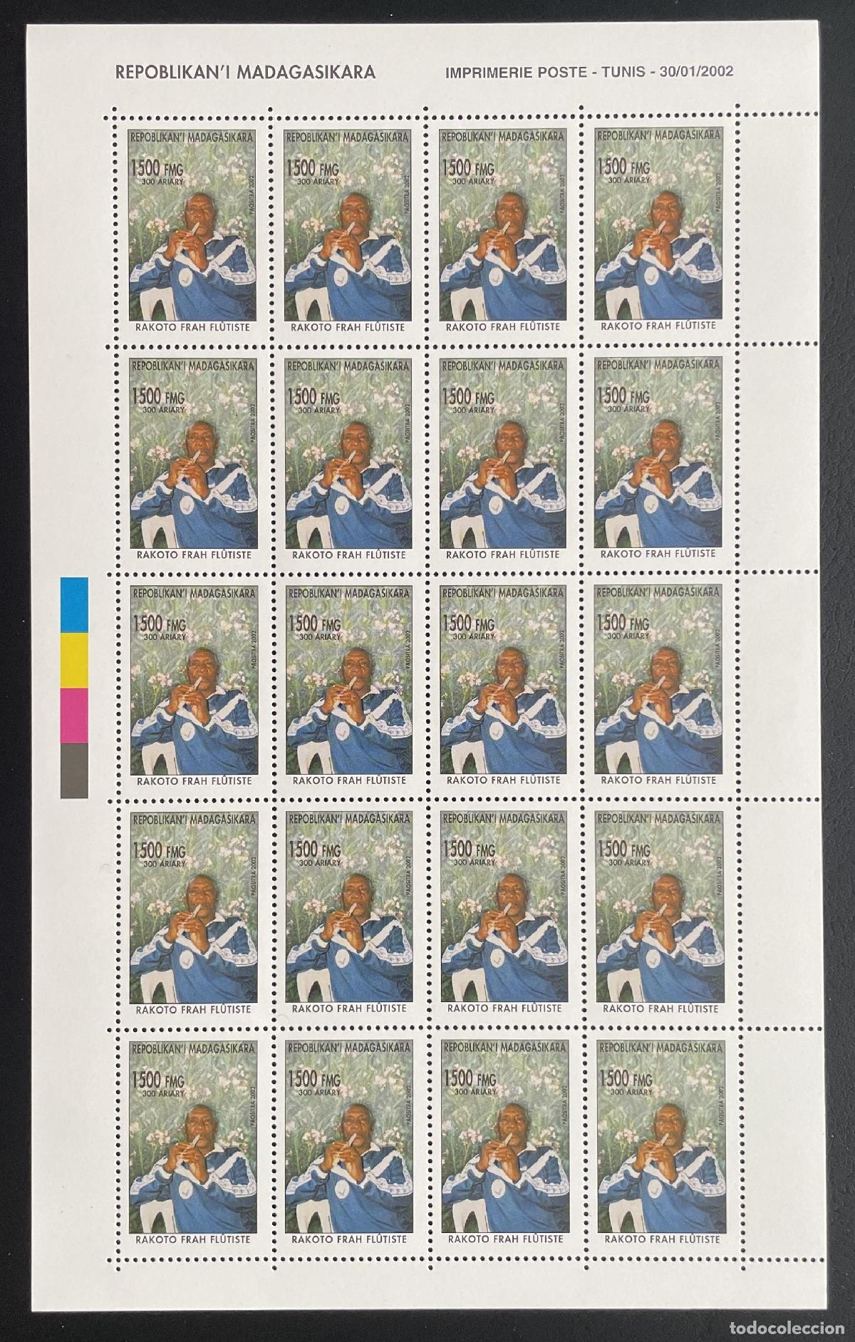 Stamps: Madagascar 2002 YT 1828 bloque Rakoto Frah flautista m&uacute;sica flauta