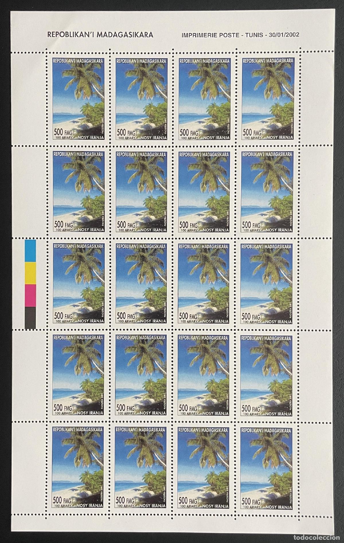 Stamps: Madagascar 2002 YT 1838 bloque Nosy Iranja palmera playa tropical isla