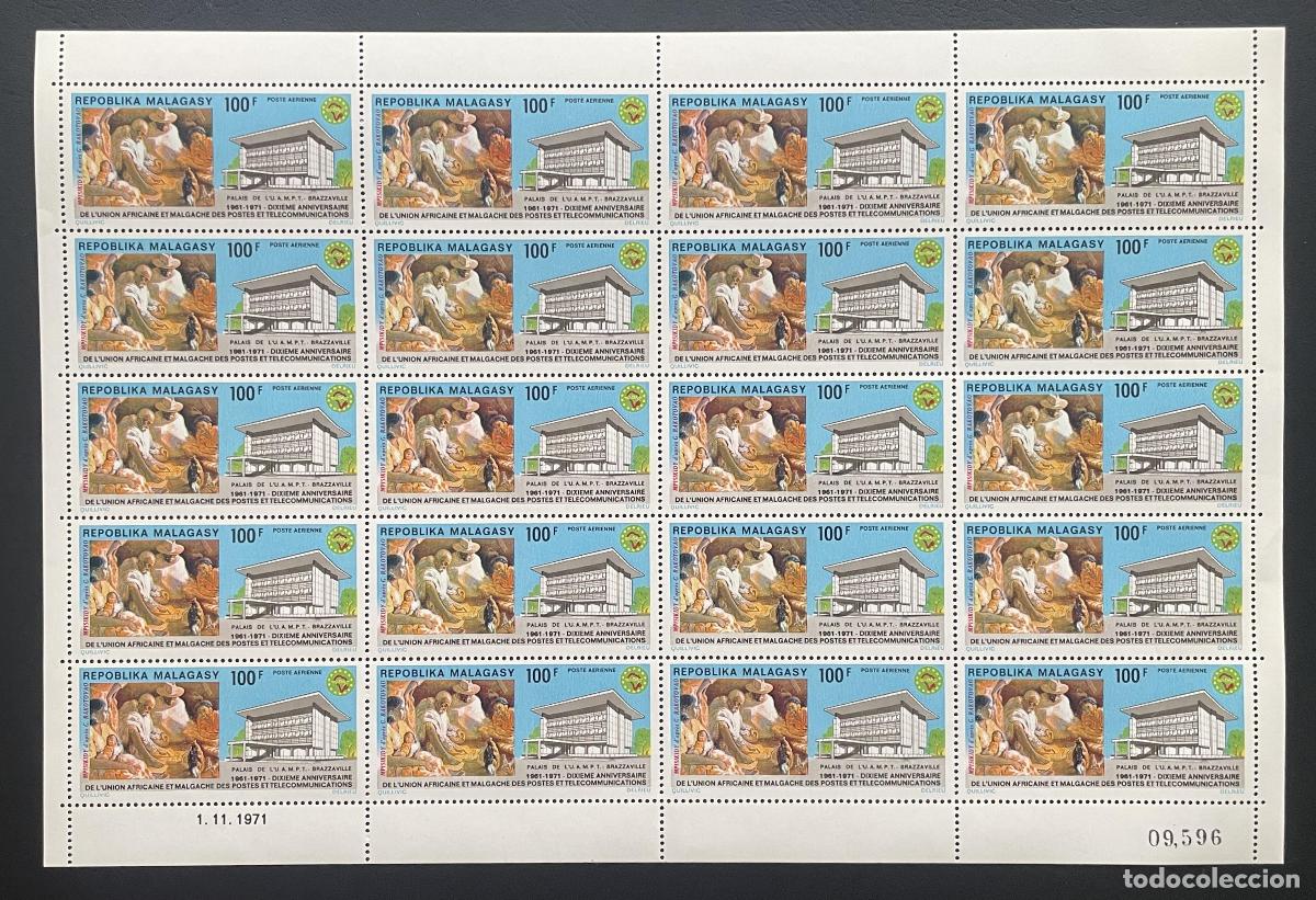 Stamps: Madagascar 1971 YT PA 117 bloque UAMPT Brazzaville telecomunicaciones