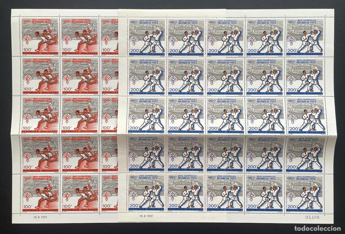 Stamps: Madagascar 1972 YT PA 119-120 bloque Juegos Ol&iacute;mpicos Munich judo