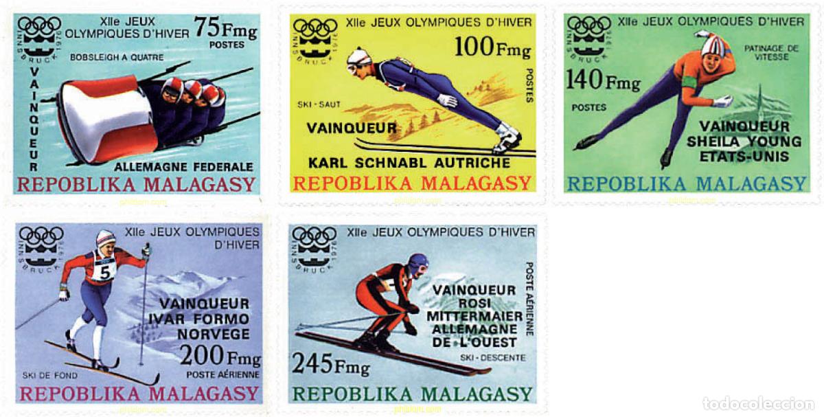 Sellos: 72512 MNH MADAGASCAR 1976 MEDALLISTAS DE LOS 12 JUEGOS OLIMPICOS DE INVIERNO. INNSBRUCK 1976