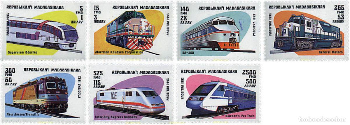 Sellos: 55764 MNH MADAGASCAR 1993 LOCOMOTORAS