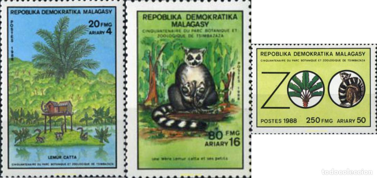 Sellos: 68816 MNH MADAGASCAR 1988 50 ANIVERSARIO DEL ZOO DE TSIMBAZAZA