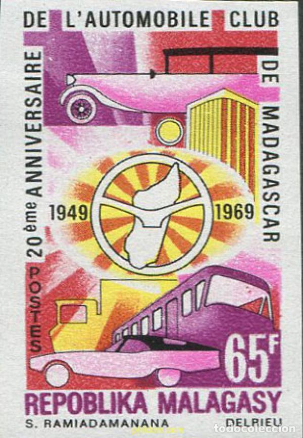 Sellos: 19845 MNH MADAGASCAR 1969 20 ANIVERSARIO DEL AUTOMOVIL CLUB DE MADAGASCAR