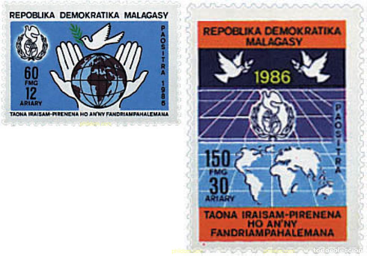 Briefmarken: 31553 MNH MADAGASCAR 1986 A&Ntilde;O INTERNACIONAL DE LA PAZ