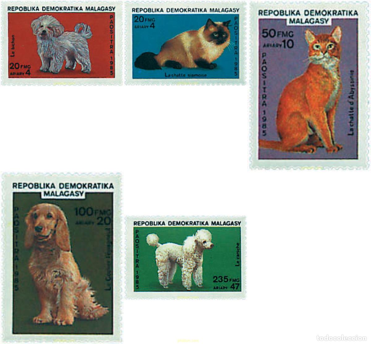 Sellos: 47624 MNH MADAGASCAR 1985 PERROS Y GATOS