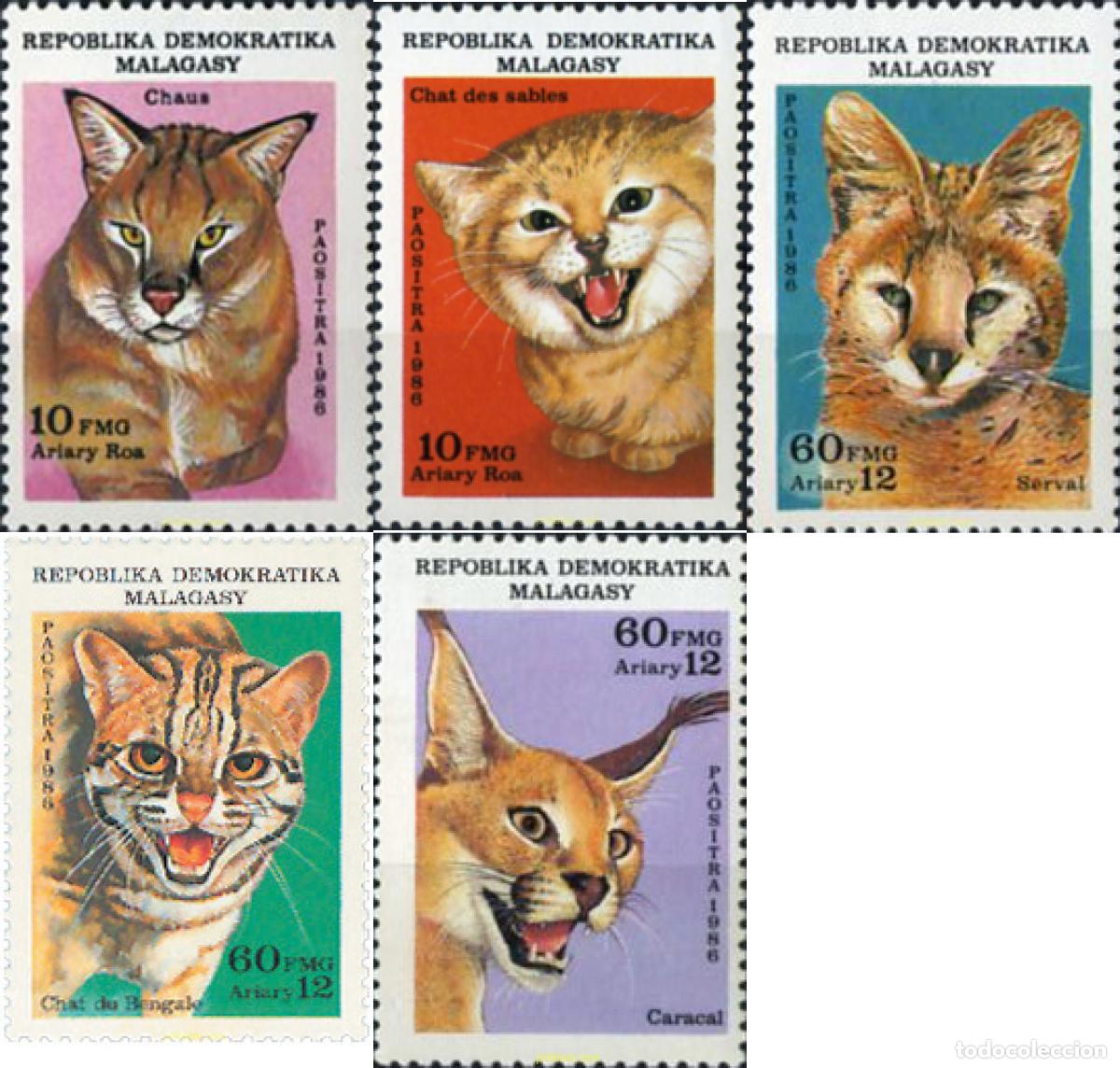 Sellos: 36533 MNH MADAGASCAR 1986 GATOS SALVAJES