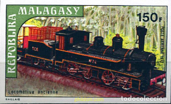 Sellos: 218858 MNH MADAGASCAR 1973 FERROCARRILES ANTIGUOS