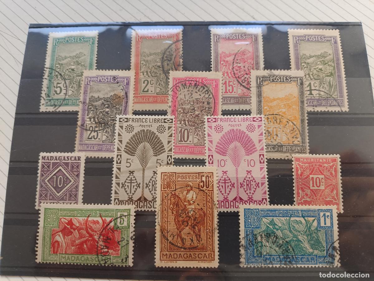 Sellos: Madagascar franc&eacute;s. Lote de sellos antiguos