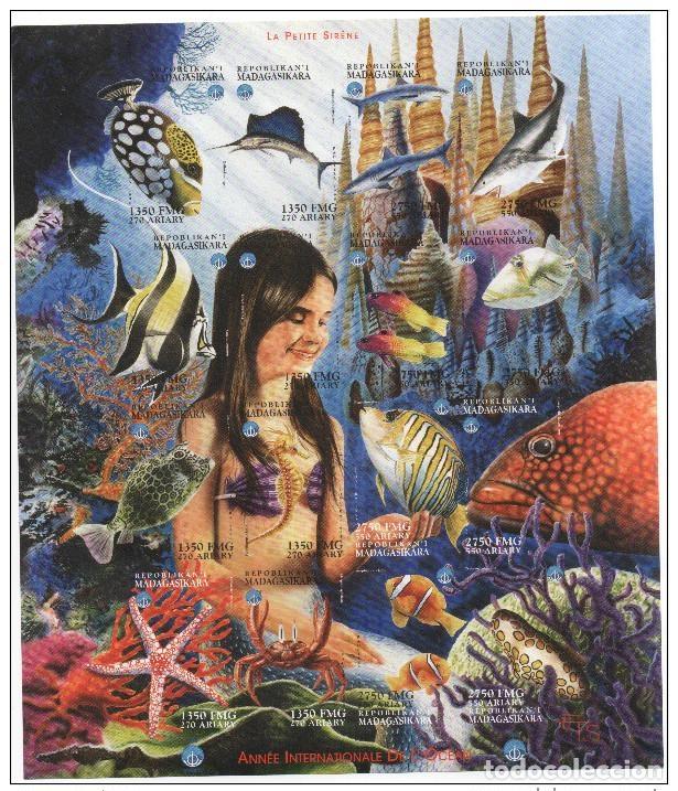 Sellos: Madagascar 1998 IMPERF ND A&ntilde;o Internacional de los Oc&eacute;anos Hoja peces oce&aacute;nicos