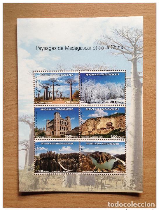 Sellos: Madagascar 2014 Mi.320 China emite un bloque conjunto Tsingy Ranavalona Heilongjiang