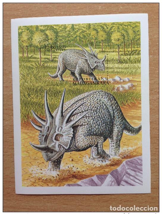 Sellos: Madagascar 1999 IMPERF ND block Dinosaurio Styracosaurus **
