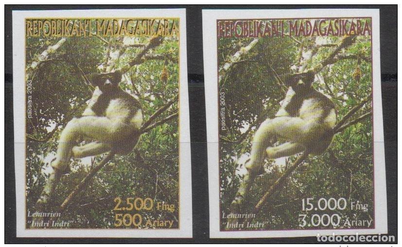 Sellos: Madagascar 2003 Mi. 2605 -2606 Fauna lemuriana Animals IMPERF ND 2 val. 5 MES**